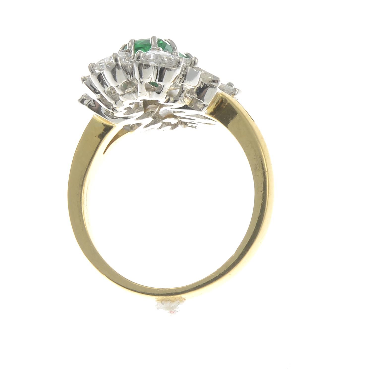 An emerald and vari-cut diamond cluster ring. - Image 2 of 2