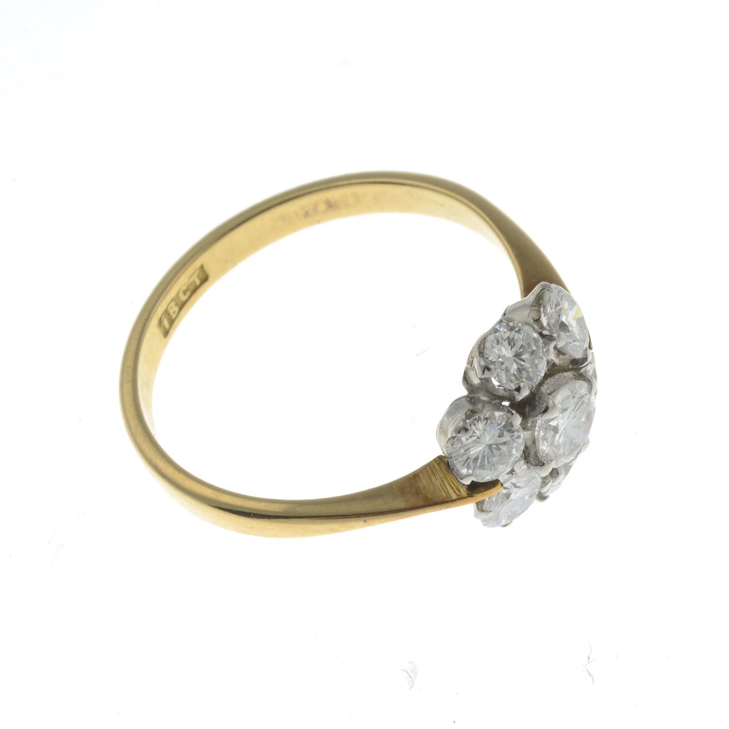 A brilliant-cut diamond floral cluster ring.Estimated total diamond weight 1.15cts, - Image 3 of 3