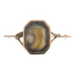 A gold hardstone seal and snake motif brooch.Engraved with initials,