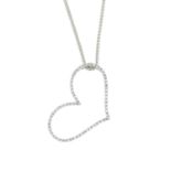 A brilliant-cut diamond open heart pendant,