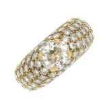 A oval-shape diamond single-stone ring,