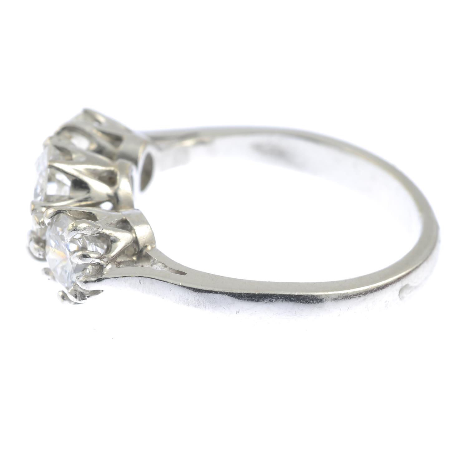 A brilliant-cut diamond three-stone ring.Estimated total diamond weight 1.35cts, - Image 2 of 3