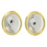 A pair of 18ct gold textured, bi-colour earrings, by De Vroomen.Hallmarks for London, 2000.