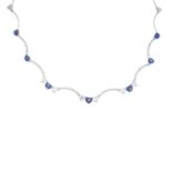 A heart-shape sapphire and diamond necklace,