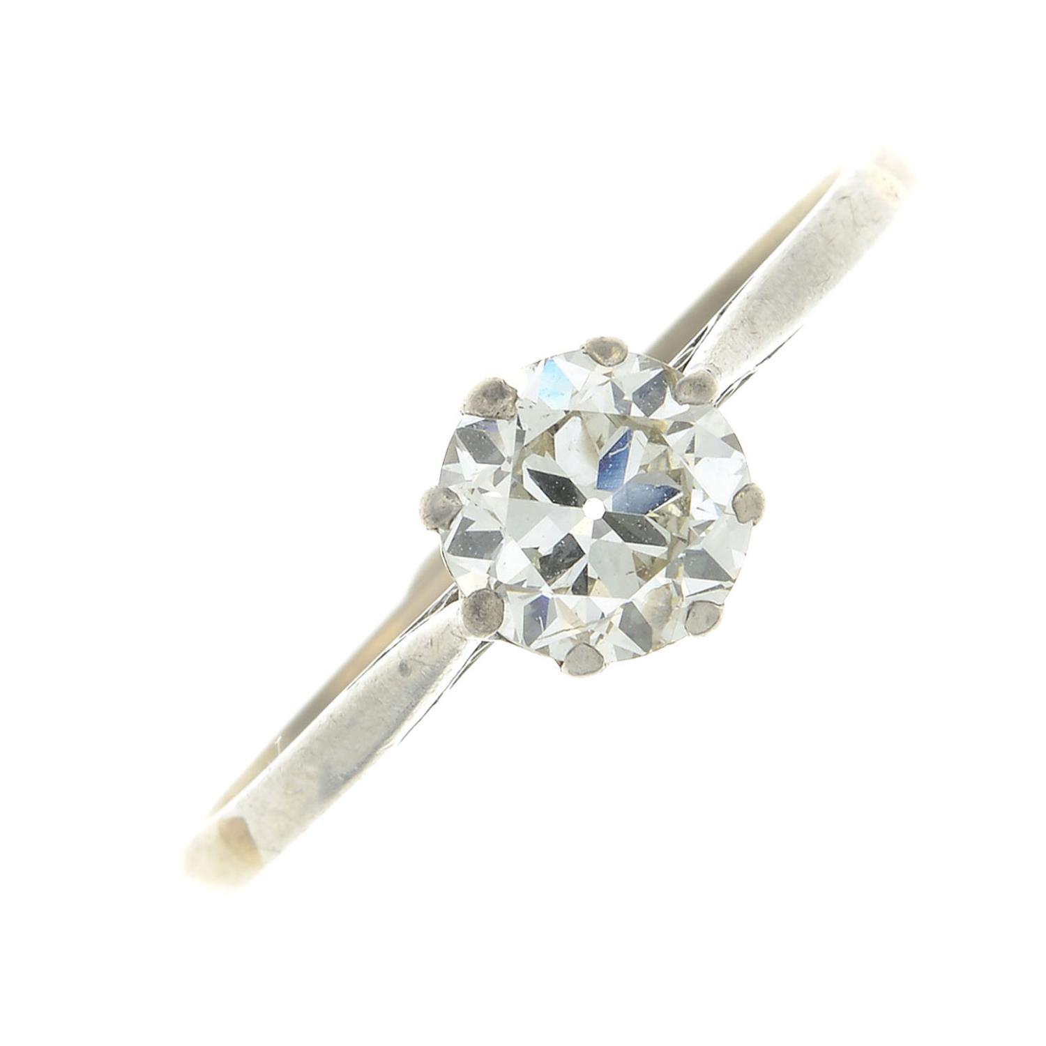 A brilliant-cut diamond single-stone ring.Estimated diamond weight 0.80ct,