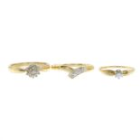 9ct gold diamond single-stone ring,