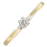 9ct gold diamond single-stone ring,