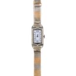 A lady's enamel wristwatch, with adjustable strap.