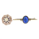 Early 20th century 9ct gold paste brooch,