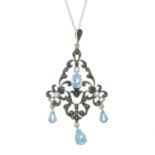 Blue topaz and pyrite pendant,