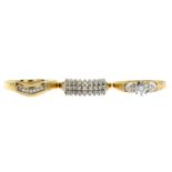 9ct gold diamond single-stone ring,