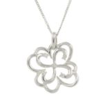 A 9ct gold diamond floral pendant,