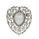 A late 19th century silver mabe pearl and paste brooch.Length 5cms.
