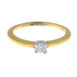 An 18ct gold brilliant-cut diamond single-stone ring.Estimated diamond weight 0.15ct,