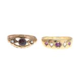 Ruby and diamond five-stone ring with band replacement,