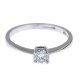 A 9ct gold diamond single-stone ring.Diamond weight 0.25ct,