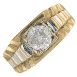 A gentleman's 9ct gold brilliant-cut diamond single-stone ring.Estimated diamond weight 1.10cts,