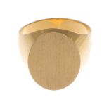 A gentleman's signet ring, with lightly textured oval face.French assay marks.