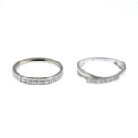 Two 18ct gold diamond rings.Estimated total diamond weight 0.30ct.