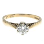 A 9ct gold diamond single-stone ring.Diamond weight 0.25ct,