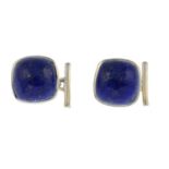 A pair of lapis lazuli cufflinks.Stamped 925.