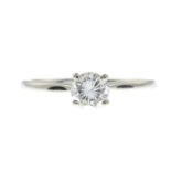 A platinum diamond single-stone ring.Estimated diamond weight 0.50ct,
