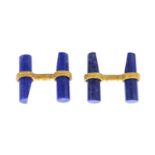 A pair of lapis lazuli cufflinks.Stamped 925.