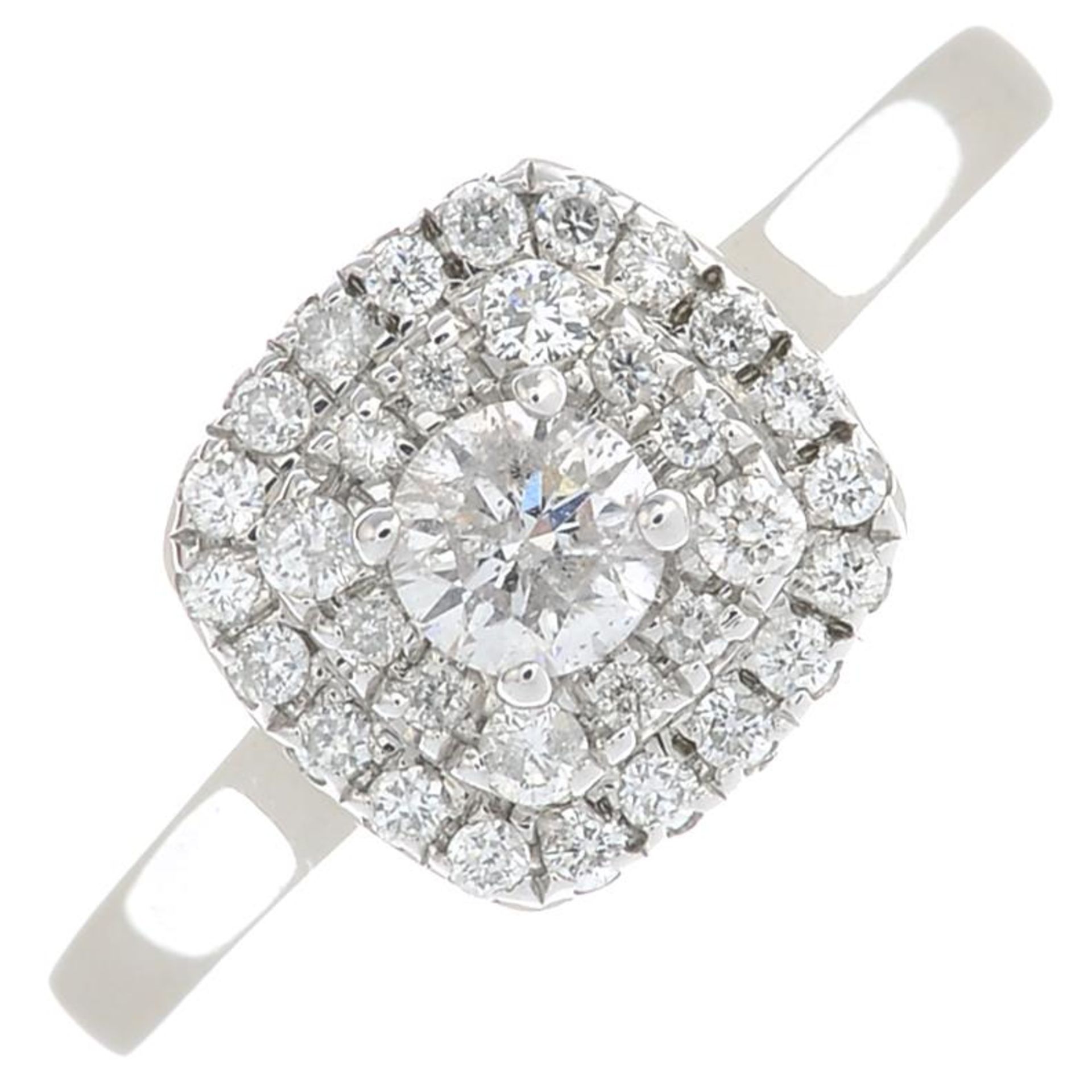 A 9ct gold brilliant-cut diamond cluster ring.Total diamond weight 0.50ct,