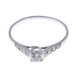 A platinum brilliant-cut diamond single-stone ring,