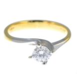 An 18ct gold diamond single-stone ring.Estimated diamond weight 0.30ct,