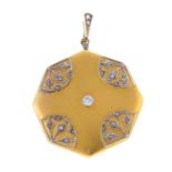 An early 20th century gold old and rose-cut diamond locket pendant.