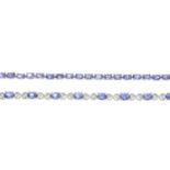 Tanzanite bracelet, hallmarks for Birmingham, 2014, length 20cms, 11.1gms.