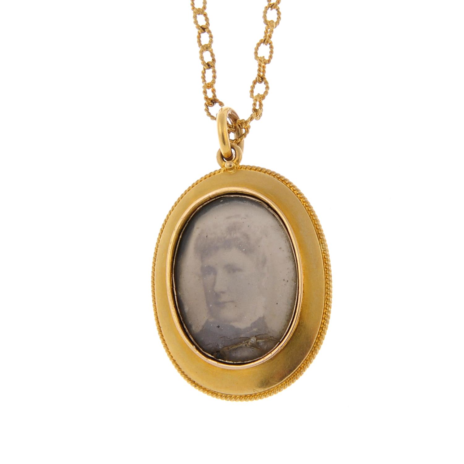 A late Victorian gold old-cut diamond and enamel locket, - Image 2 of 3