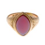 A band agate signet ring, with replacement band.