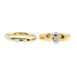 18ct gold diamond single-stone ring,