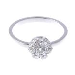 An old-cut diamond cluster ring.Estimated total diamond weight 0.45ct,