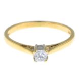 An 18ct gold square-shape diamond single-stone ring.Diamond weight 0.20ct,