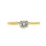 An 18ct gold brilliant-cut diamond single-stone ring.