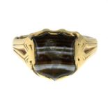 A banded agate intaglio signet ring.Ring size J1/2.