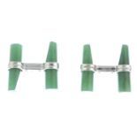 A pair of aventurine quartz cufflinks.Stamped 925.