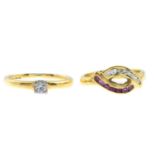 18ct gold diamond single-stone ring,