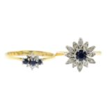 18ct gold sapphire and diamond ring,