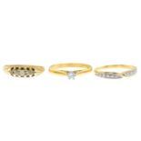 18ct gold diamond band ring,