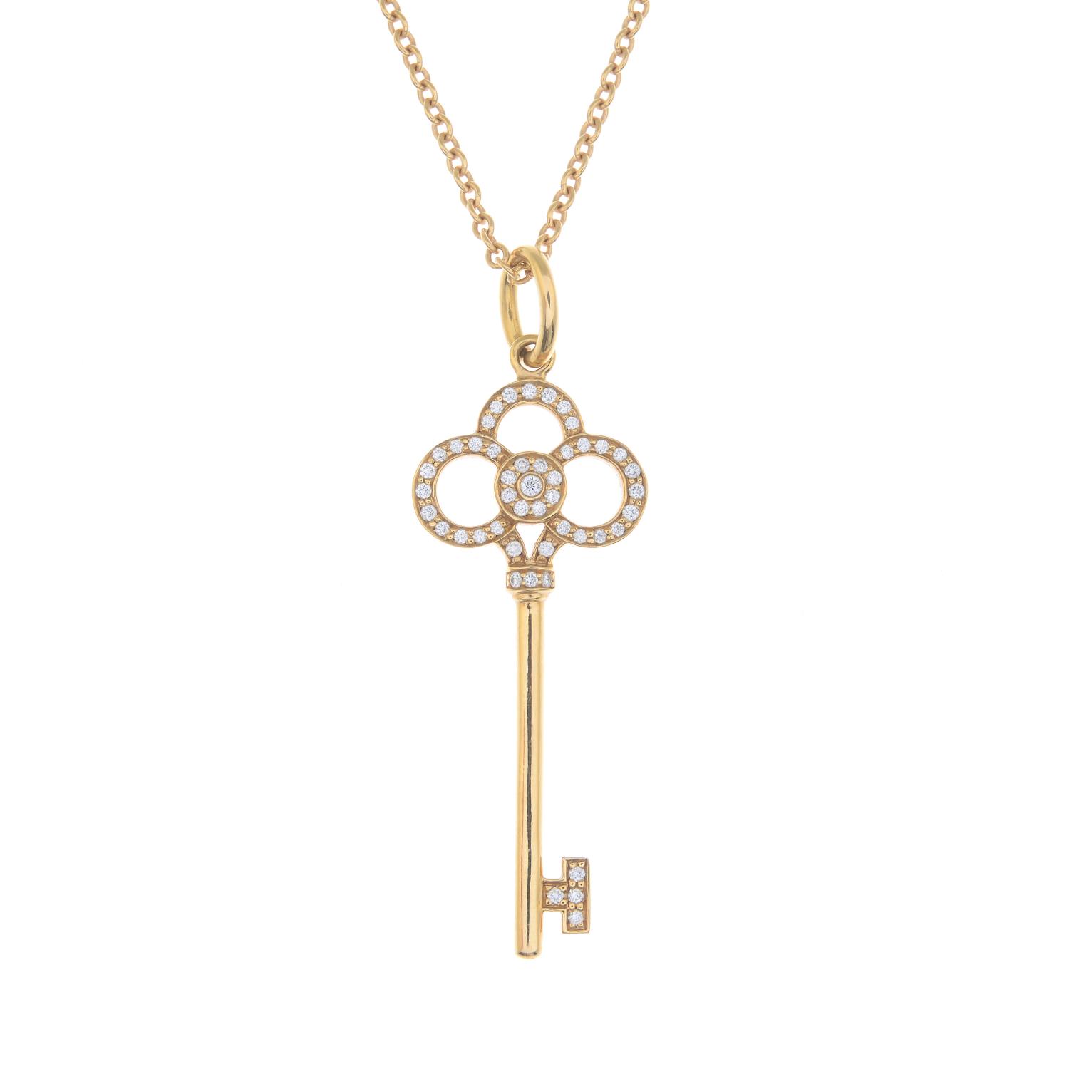 An 18ct gold diamond key pendant, with chain, by Tiffany & Co. - Image 5 of 5
