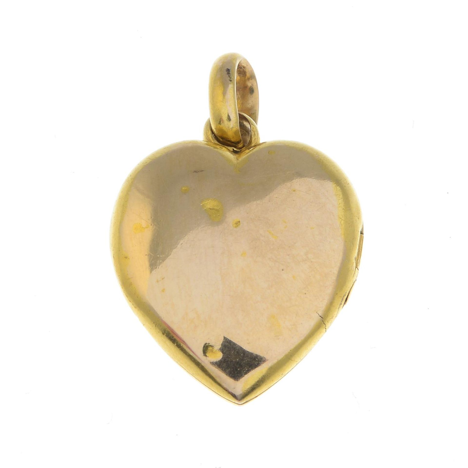 A late Victorian 15ct gold ruby, sapphire and diamond heart locket pendant. - Bild 2 aus 5