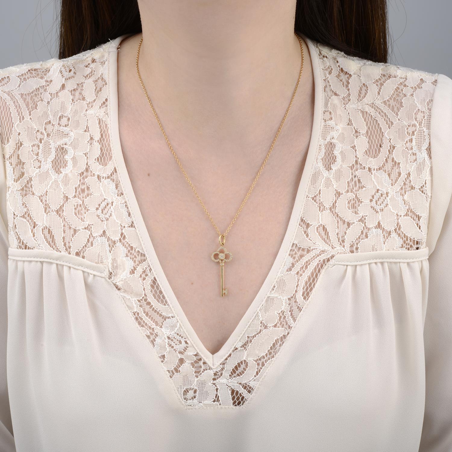 An 18ct gold diamond key pendant, with chain, by Tiffany & Co. - Image 3 of 5