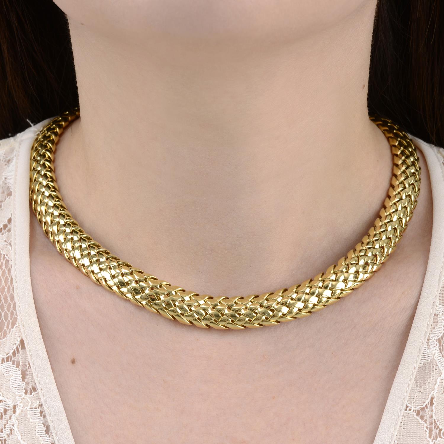 An 18ct gold 'Vannerie' collar necklace, by Tiffany & Co.
