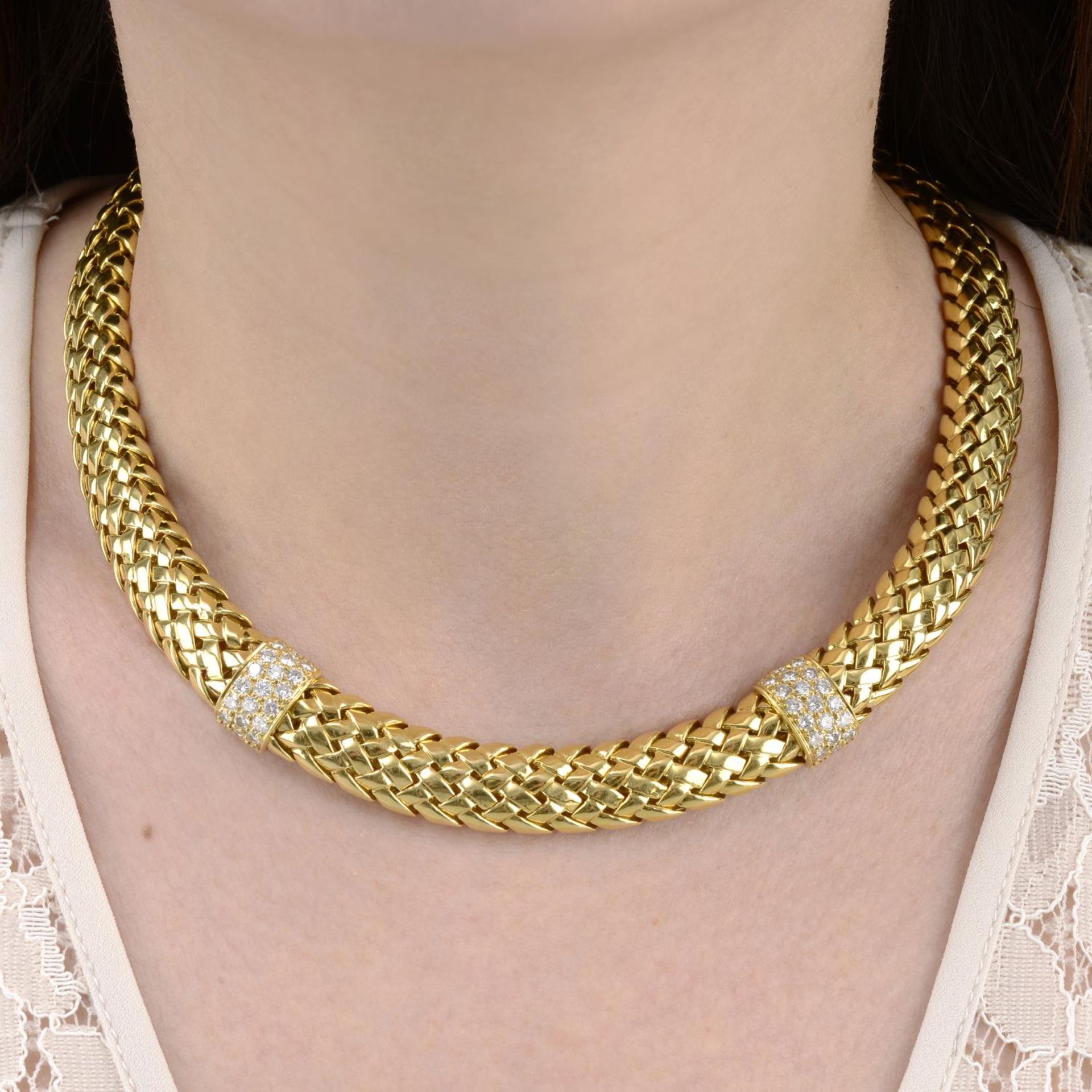 A pave-set diamond 'Vannerie' necklace,