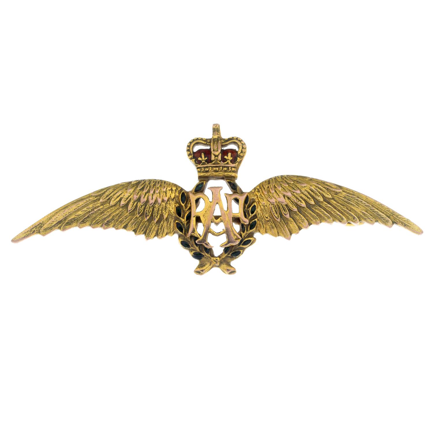 A 9ct gold 1960's enamel RAF brooch.Hallmarks for Birmingham,