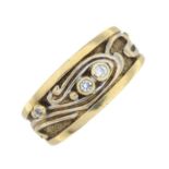 A 9ct gold diamond bi-colour dress ring, by Clogau.Signed and maker's marks for Clogau.